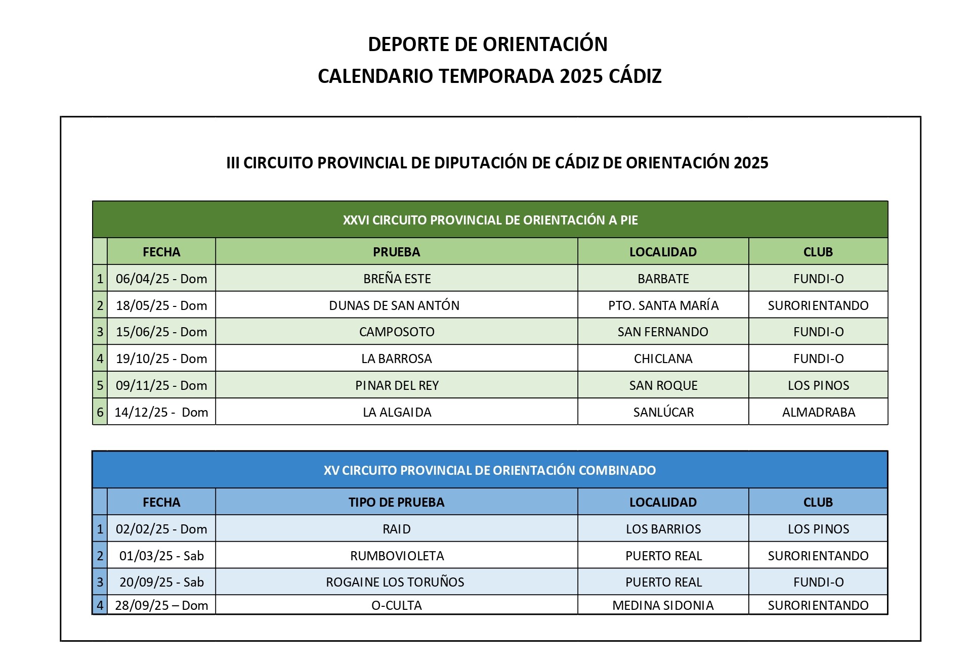 CALENDARIO PROVINCIAL 2025