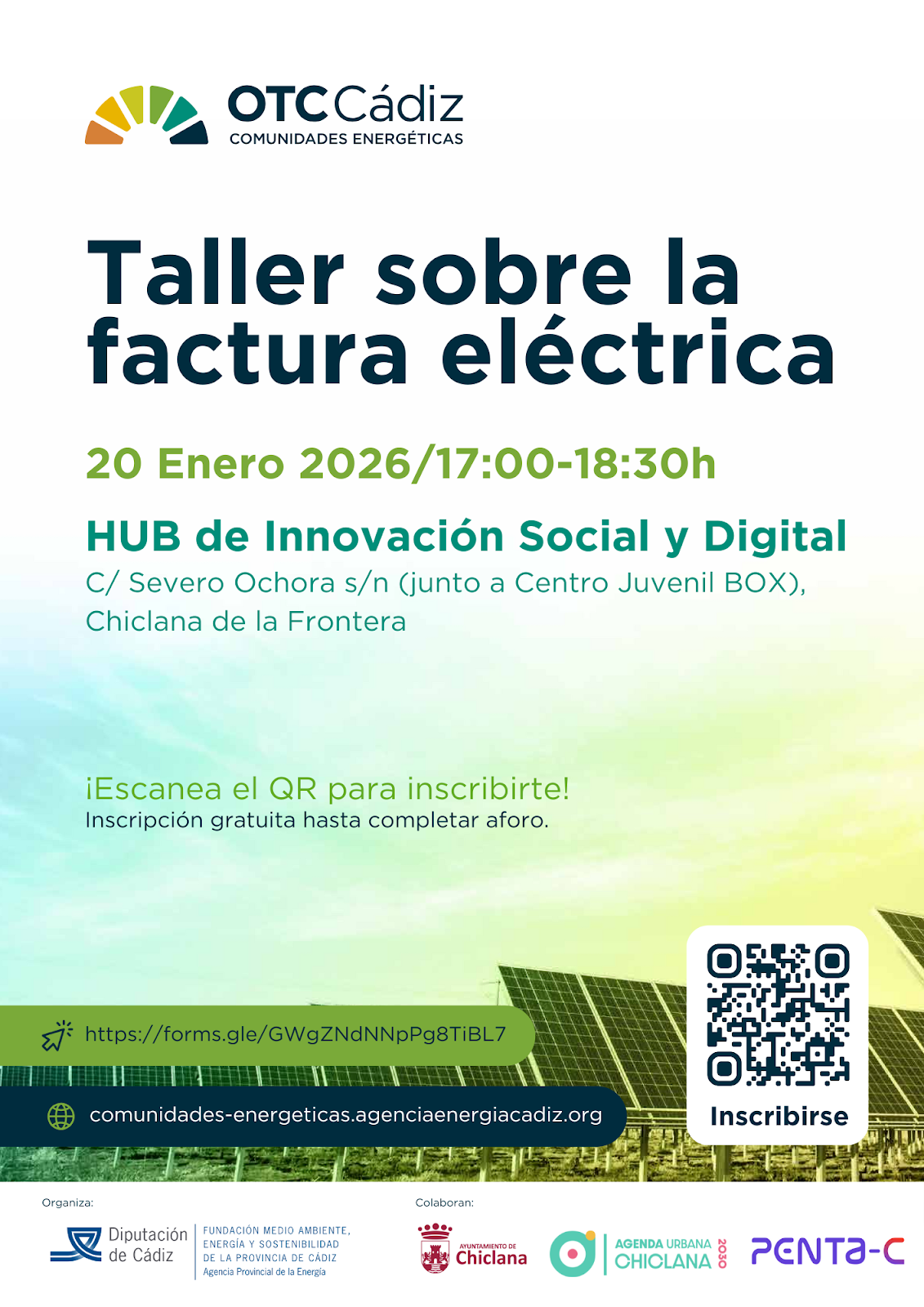 Cartel de taller sobre factura eléctrica