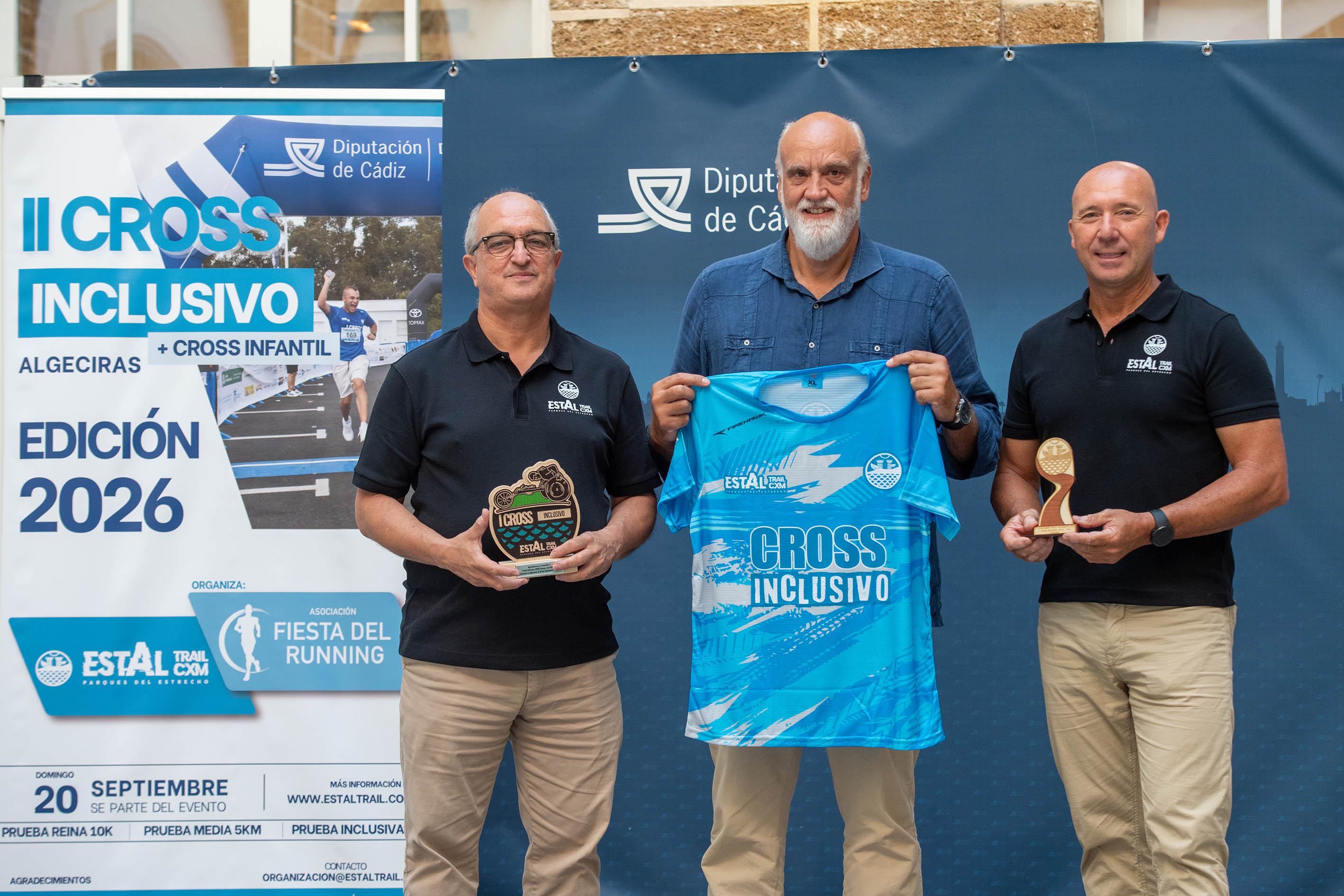 Silva, Vidal y Danta en la presentación del II Cros Inclusivo